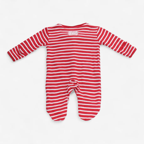 Sleepsuit Red and White Stripe Dinosaur Applique