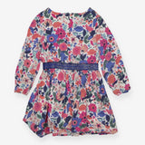 Dress Floral with Sparkle Blue Waistband