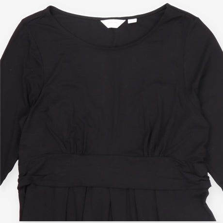 Black Maternity Breastfeeding Midi Dress Long Slee
