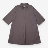 Shirt Dress Grey Oversized Utility Pocket Midi