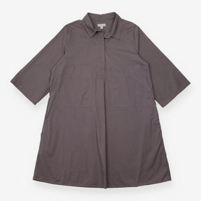 Shirt Dress Grey Oversized Utility Pocket Midi