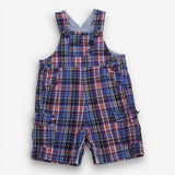 Dungarees shorties red blue white checks