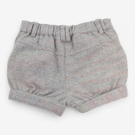 Tweed Grey & Pink Fleck Shorts with Gold Trim