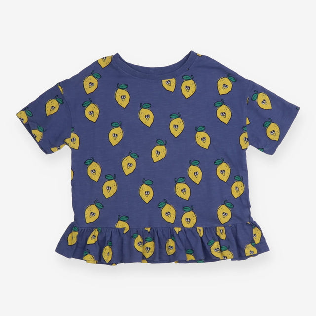 Tee Blue with Frill Hem and Lemons