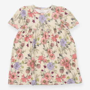 Dress SS jersey cream large flowers