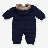 Navy padded pramsuit fleece hood