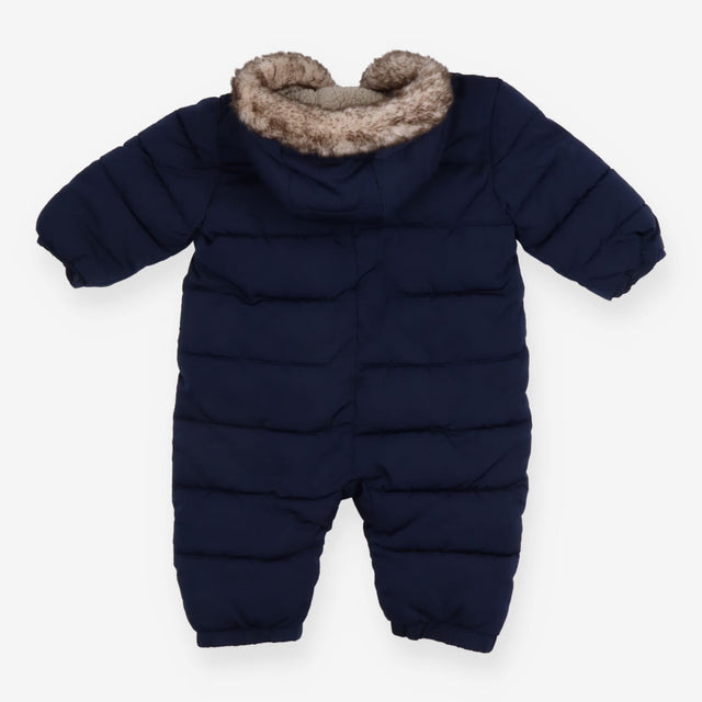 Navy padded pramsuit fleece hood