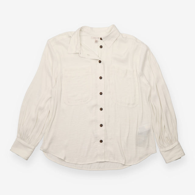 Ivory Utility Pocket Button-Up Blouse