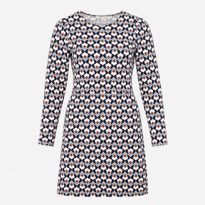 Dress Jersey Long Sleeve Printed Navy