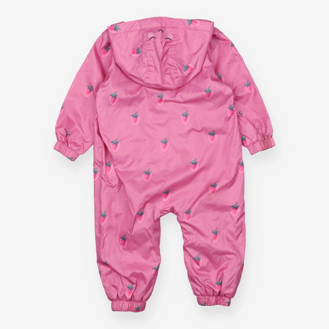 Puddlesuit fleece lined pink strawberries