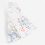 Dress White with Flowers & Lace Detail & Frill Det