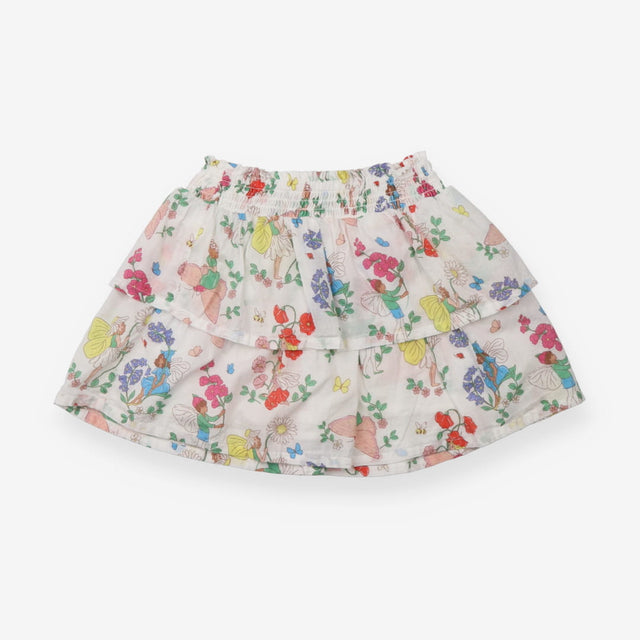White tiered skirt with fairies and flowers