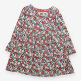 Dress Long Sleeved Red, White and Blue Flowers