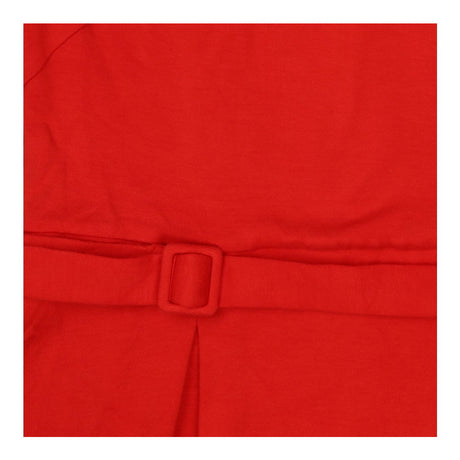 Red fit and flare midi dress with belt