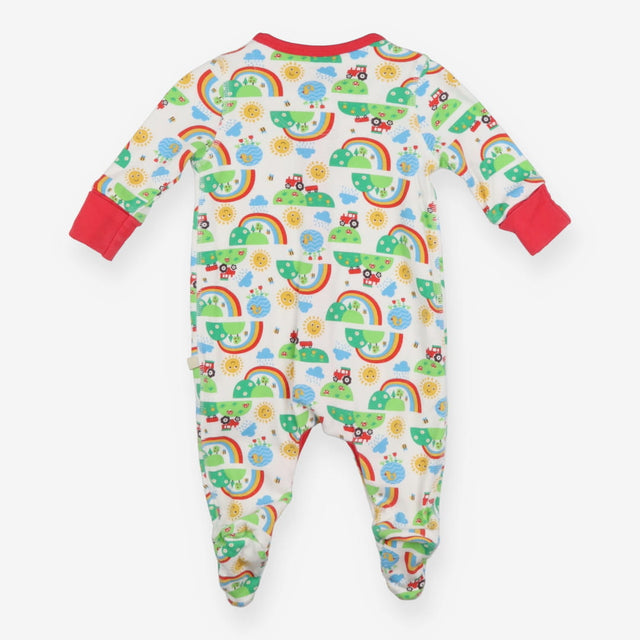 Sleepsuit Long Sleeve Red Rainbow Tractor Sun