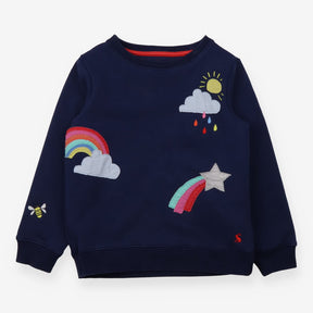 Sweatshirt navy blue rainbow clouds