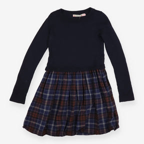 Dress navy sweater tartan skirt