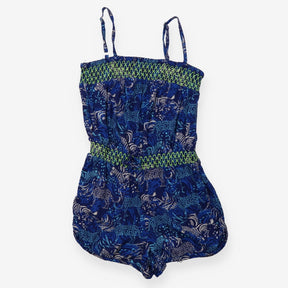 Playsuit Blue with Cream Zebras and Light Blue Che