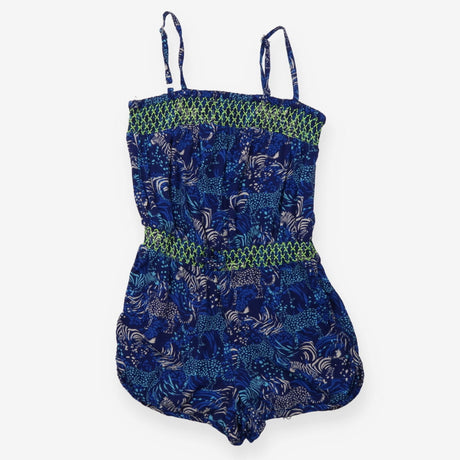 Playsuit Blue with Cream Zebras and Light Blue Che