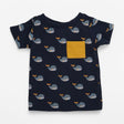 T-shirt Blue Whale with Yellow Pocket