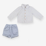 Outfit Shirt blue striped LS blue shorts