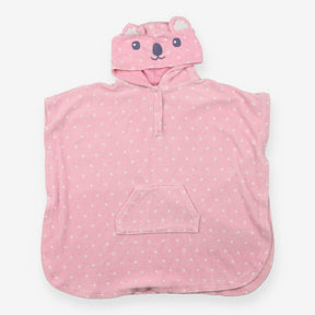Poncho towelling pink white spot