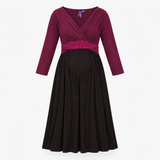 Plum & Black Colourblock Long Sleeve Maternity Dre