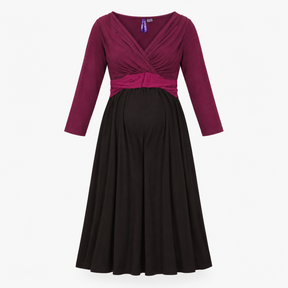 Plum & Black Colourblock Long Sleeve Maternity Dre
