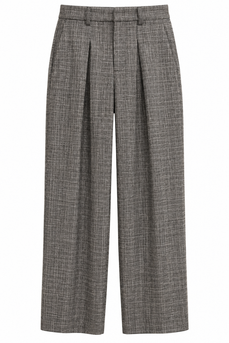 Textured Wide Leg Trousers Grey Monochrome