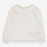 T-Shirt Collared White with Pink Hearts