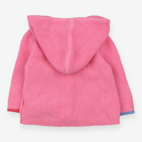 Cardigan pink knit apples hooded