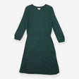 Knit Dress Dark Green Long Sleeve Fit Flare Textur