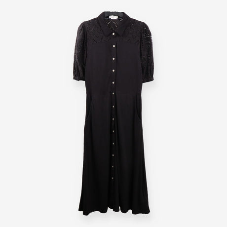 Broderie Shirt Dress, Black