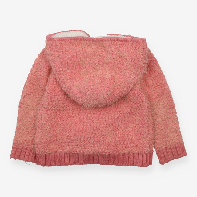 Hooded Cardigan Pink and Yellow Fluffy
