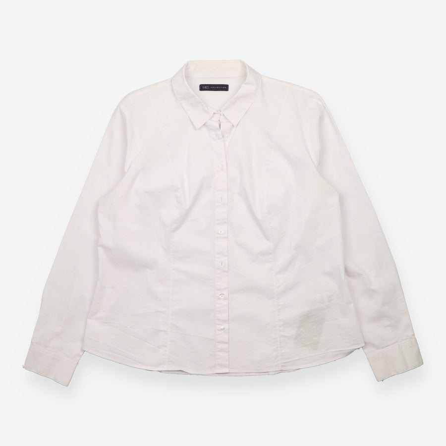 White Fitted Long Sleeve Shirt
