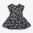 Dress Short Sleeved Navy Horses and Flowers