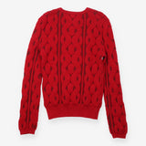 Jumper Red Cable Knit Wool Cotton Crewneck