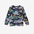 Woodland print brushed cotton long sleeve top blue