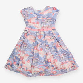 Party Dress with pink Bow Tie and Blue and Pink 