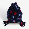 Bobble Hat Fleece Blue & Red Stars