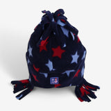 Bobble Hat Fleece Blue & Red Stars