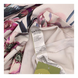 Ivory Mix Purple Orchid Floral Short Sleeve Stretc