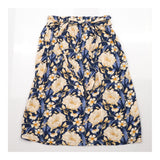 Skirt Navy Cream Floral Print Elastic Waist