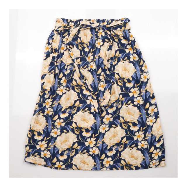 Skirt Navy Cream Floral Print Elastic Waist