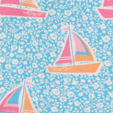 Dress blue with sailboats and white floral print
