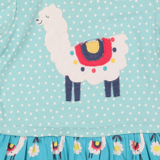 Dress LS jersey blue spot top LLama