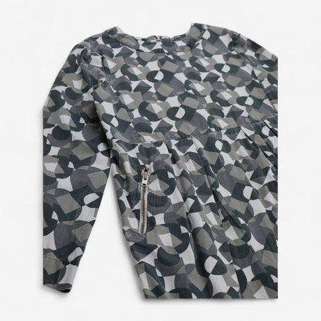 Dress Woven Grey Geo Print