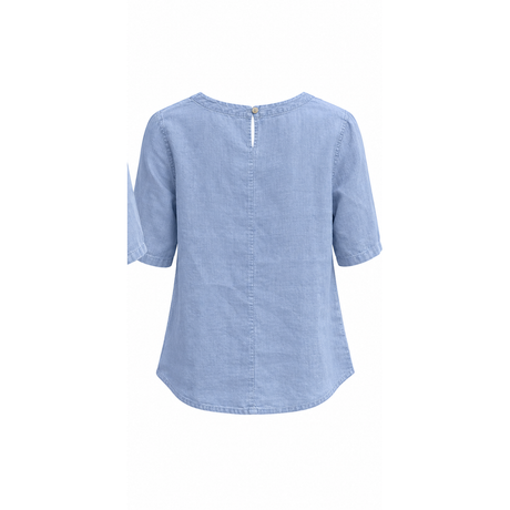 Blue White Striped 100% Pure Linen Short Sleeve To