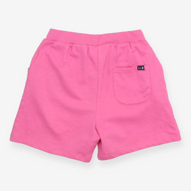 Pink jersey shorts blue tie