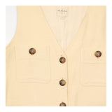 Playsuit Ecru Cream V Neck Button Front Viscose Li